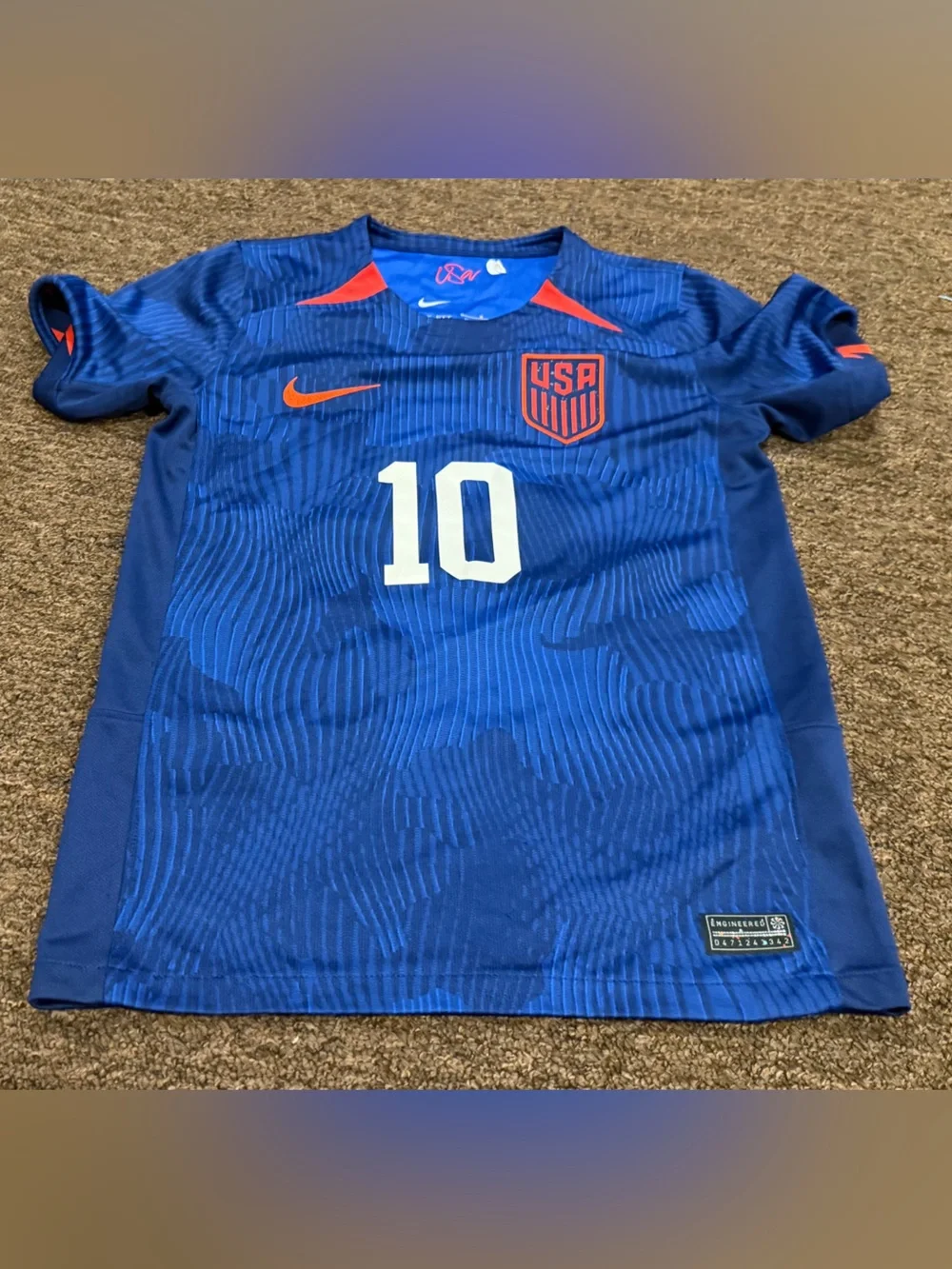 Nike Dry Fit M Kids USA Royal Blue Soccer Pulisic Jersey #10 SS